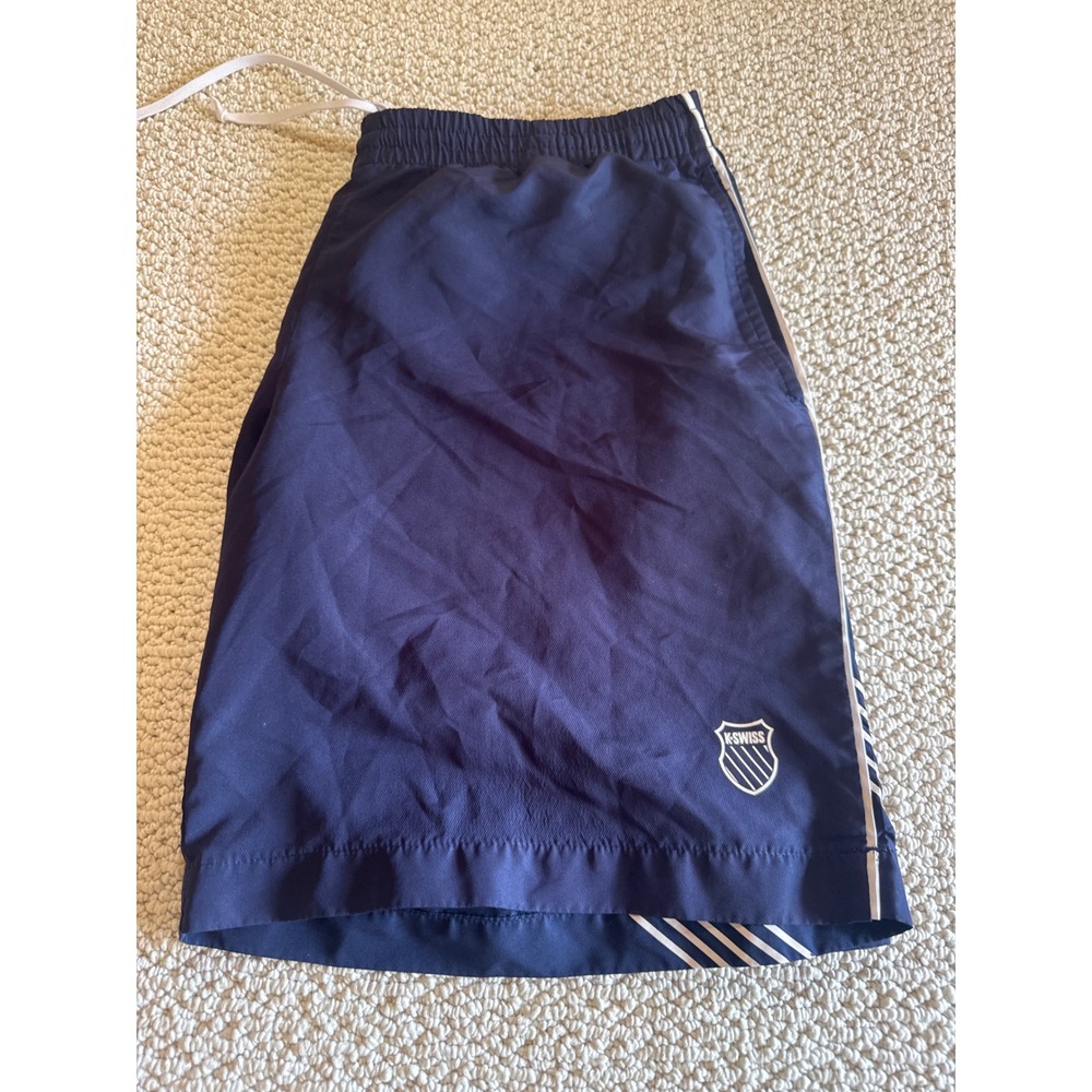 K-Swiss Navy Blue Shorts Medium Mens Vintage Athletic Tennis Gym Striped Active